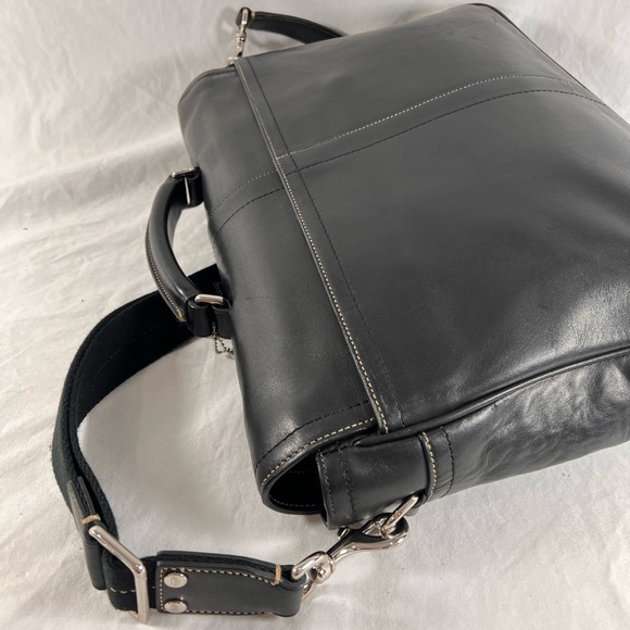 COACH Black Leather Briefcase Messenger Bag - Picture 14 of 16